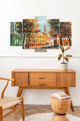 Şehir Manzarası 5 Parçalı Mdf Tablo 60 x 100