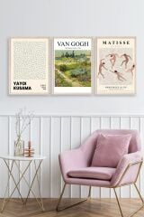 Ünlü Tablolar Üçlü Ahşap Çerçeveli Tablo 30 x 40