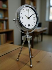 Zentime Krom Şık Üç Ayaklı Masa Saati