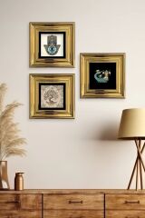 Mistik 3 lü Set Çerçeveli Taş Tablo 20 cm