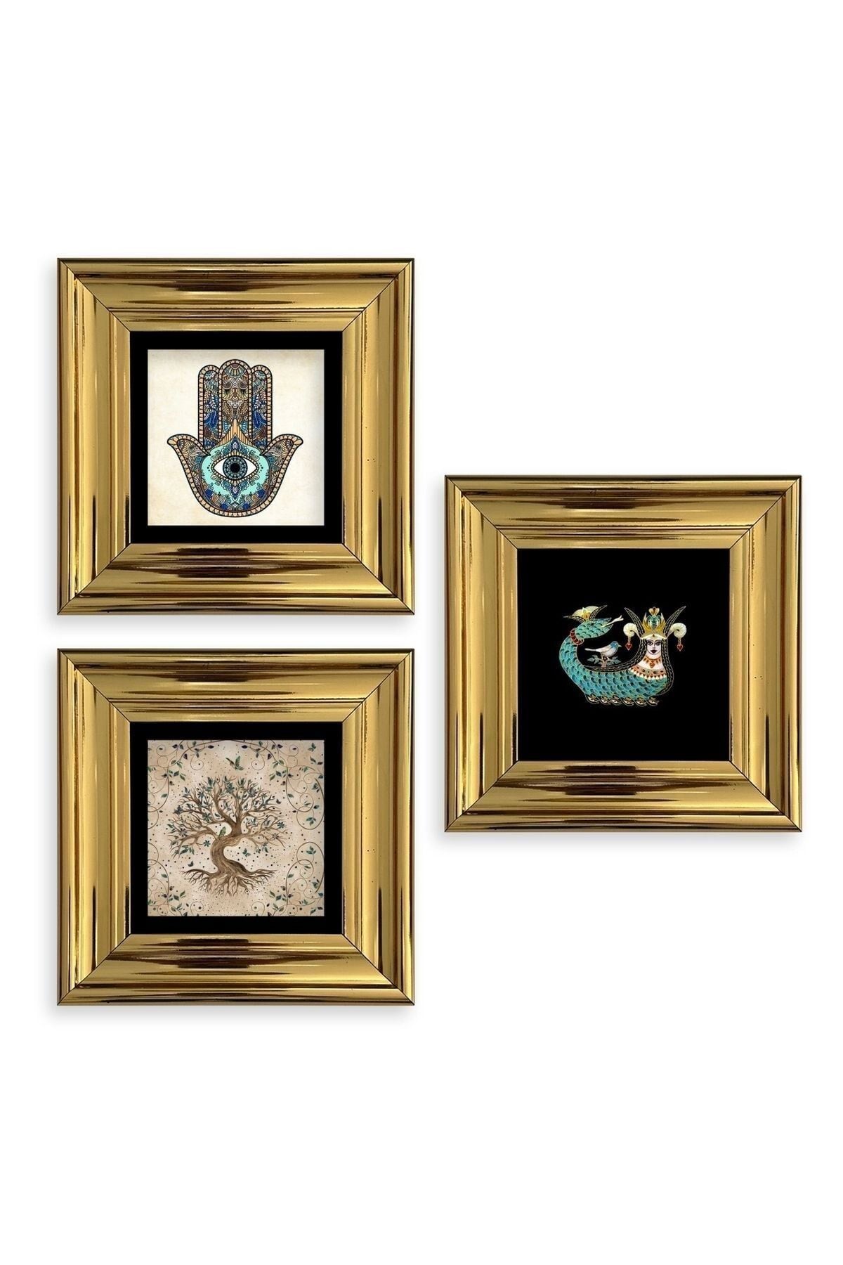 Mistik 3 lü Set Çerçeveli Taş Tablo 20 cm