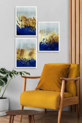 Soyut Üçlü Ahşap Çerçeveli Tablo 50 x 70