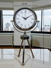 Zentime Krom Şık Üç Ayaklı Masa Saati