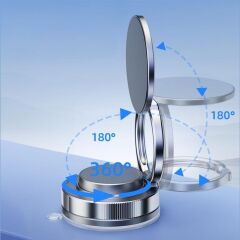 BUFFER® Vakumlu Manyetik Telefon Tutucu – Güçlü Vakum 360° Döner Araç İçi Telefon Standı, Ultra Sabit Manyetik Destekli Mobil Cihaz Aparatı