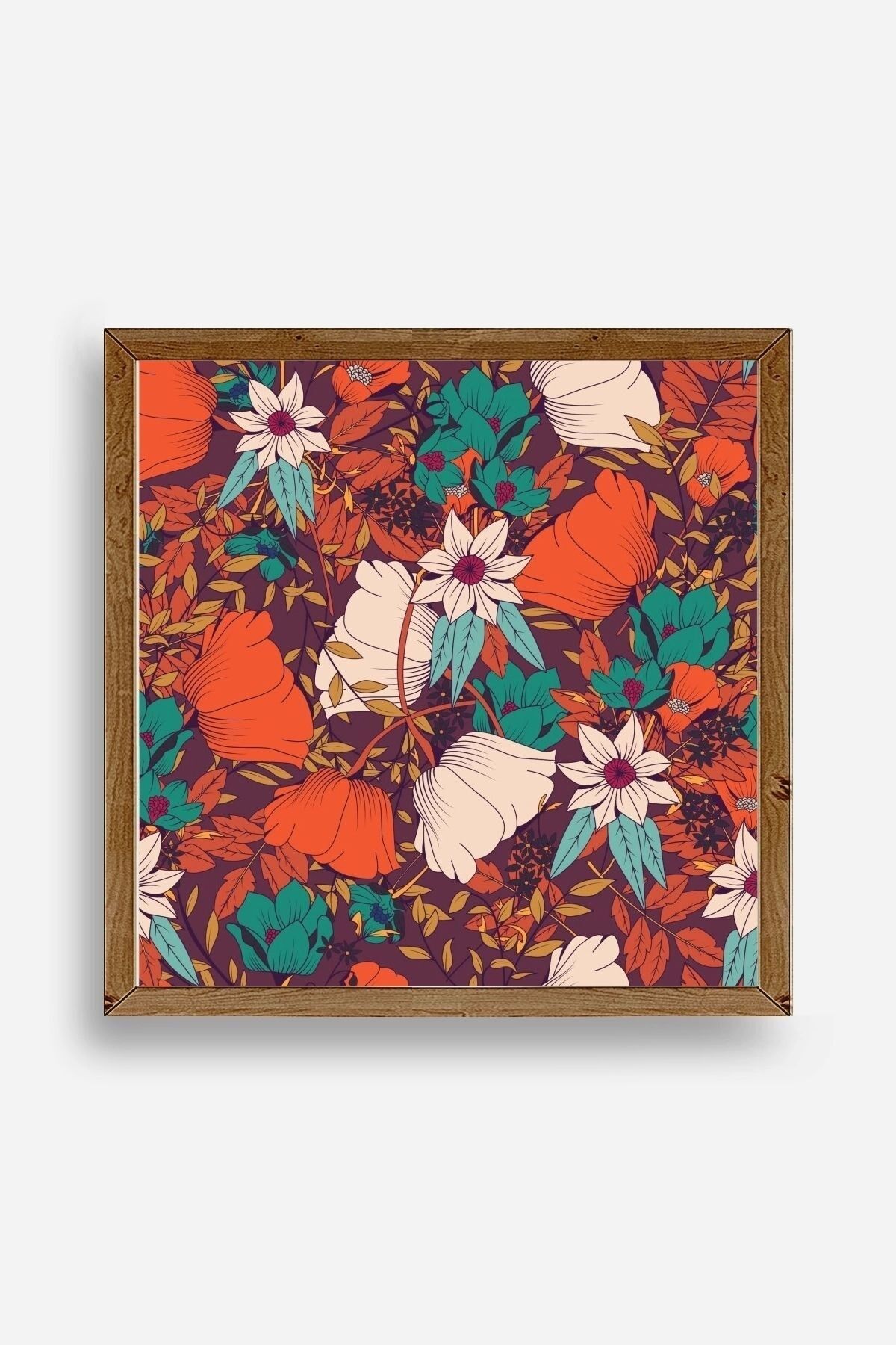 Çiçek Ahşap Çerçeveli Tablo 50 x 50