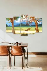Hamak ve Çiçekler 5 Parçalı Mdf Tablo 60 x 100