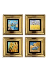 Van Gogh 4 lü Set Çerçeveli Taş Tablo 20 cm