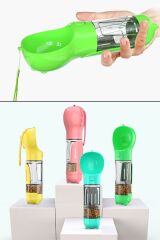 BUFFER® Taşınabilir Hazneli Mama Kaplı ,Kaka Poşetli Kedi,Köpek Suluğu-300ml