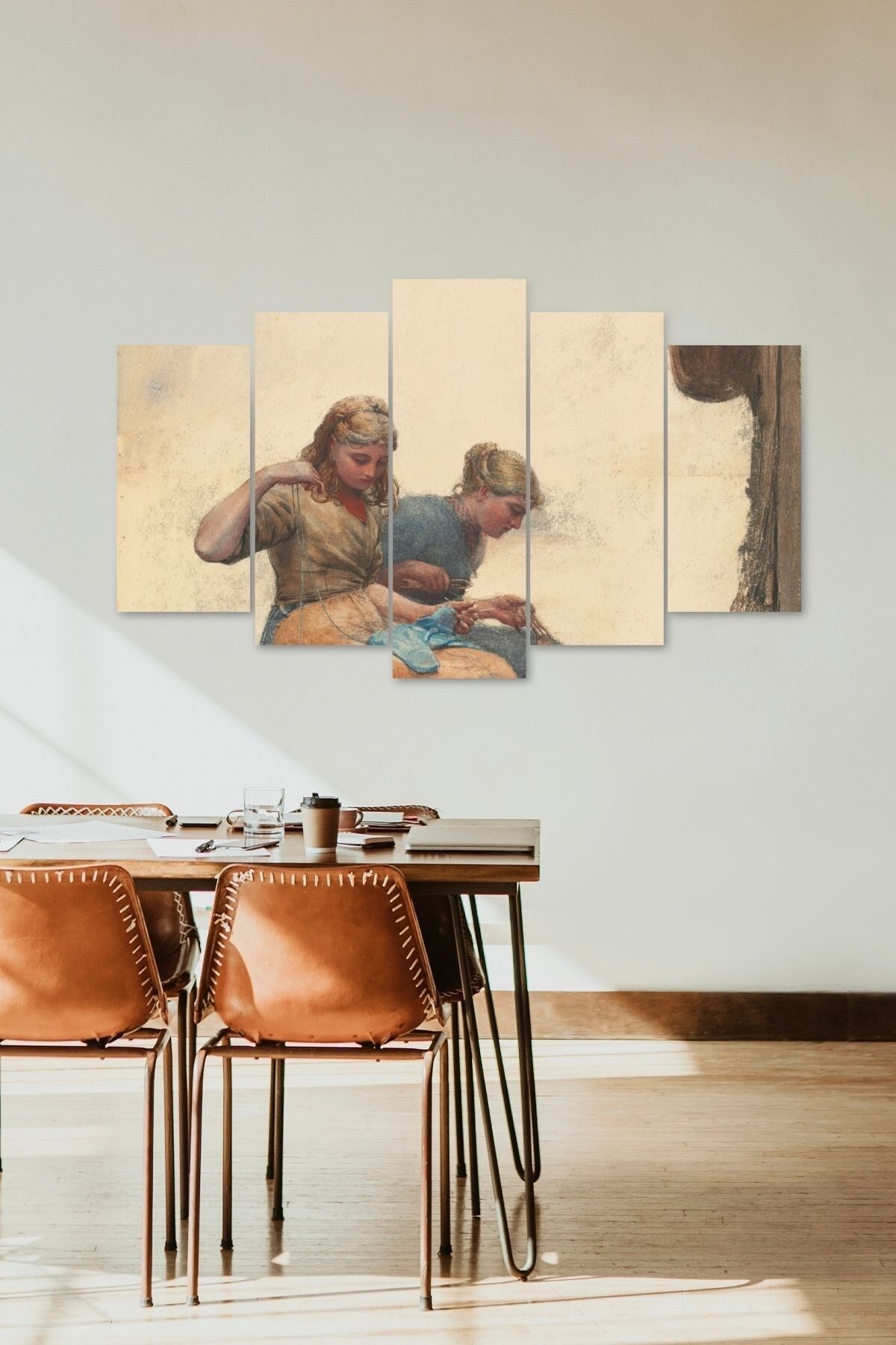 Kadın Manzarası 5 Parçalı Mdf Tablo 60 x 100