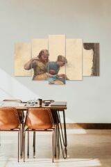 Kadın Manzarası 5 Parçalı Mdf Tablo 60 x 100