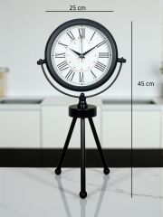 Zentime Siyah Zarif Üç Ayaklı Masa Saati