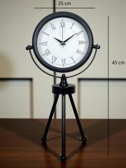 Zentime Siyah Zarif Üç Ayaklı Masa Saati