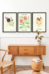 Flower Market Üçlü Ahşap Çerçeveli Tablo 40 x 60