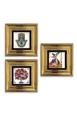 Mistik 3 lü Set Çerçeveli Taş Tablo 20 cm