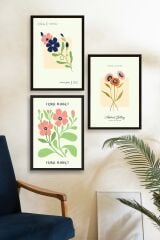 Flower Market Üçlü Ahşap Çerçeveli Tablo 23 x 30