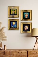 Van Gogh 4 lü Set Çerçeveli Taş Tablo 20 cm