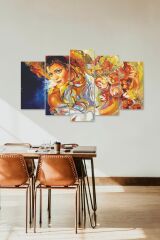 Kadın Manzarası 5 Parçalı Mdf Tablo 60 x 100