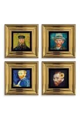 Van Gogh 4 lü Set Çerçeveli Taş Tablo 20 cm