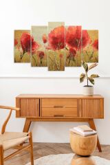 Çiçek Bahçesi 5 Parçalı Mdf Tablo 60 x 100