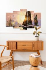 Deniz Manzarası 5 Parçalı Mdf Tablo 60 x 100