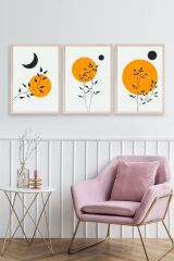 Manzara Üçlü Ahşap Çerçeveli Tablo 50 x 70