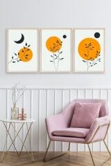 Manzara Üçlü Ahşap Çerçeveli Tablo 30 x 42