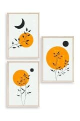 Manzara Üçlü Ahşap Çerçeveli Tablo 30 x 42