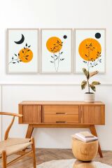 Manzara Üçlü Ahşap Çerçeveli Tablo 23 x 30