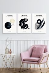 Matisse Üçlü Ahşap Çerçeveli Tablo 40 x 60