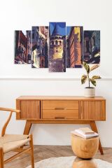 Şehir Manzarası 5 Parçalı Mdf Tablo 60 x 100