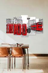 Şehir Manzarası 5 Parçalı Mdf Tablo 60 x 100