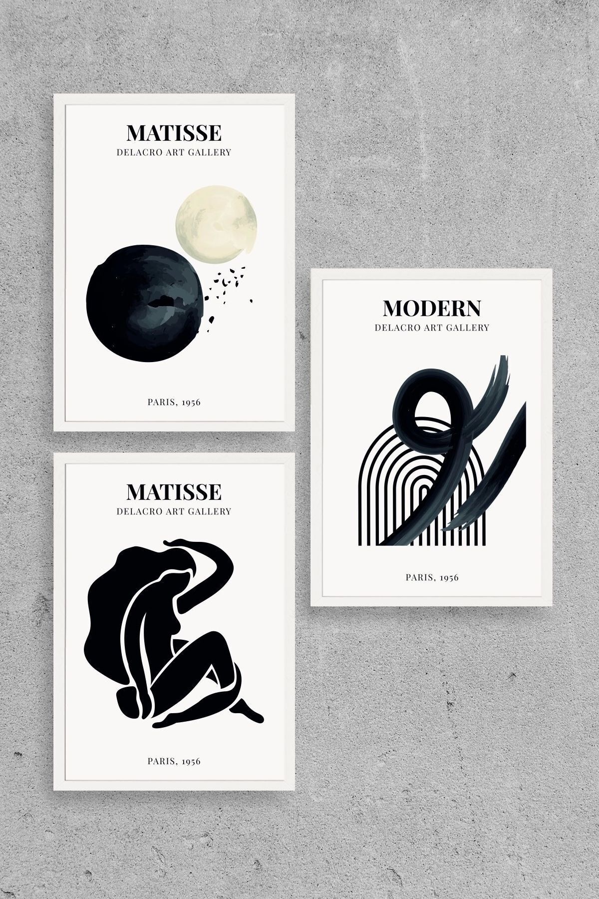 Matisse Üçlü Ahşap Çerçeveli Tablo 50 x 70