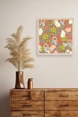 Çiçek Ahşap Çerçeveli Tablo 50 x 50