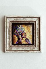 Afrikalı Kadın Çerçeveli Taş Tablo , Çerçeveli Taş Duvar Dekoru-enkcrcvtbl-00159 20 cm