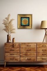 Lotus Çiçeği Çerçeveli Taş Tablo 20 cm