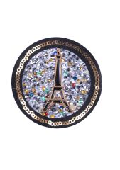 Aplike Ütü İle Yapışan Taşlı Eyfel Kulesi Siyah Arma 6 cm