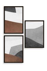Soyut Üçlü Ahşap Çerçeveli Tablo 23 x 30