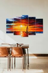 Deniz Manzarası 5 Parçalı Mdf Tablo 60 x 100