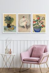 Ünlü Tablolar Üçlü Ahşap Çerçeveli Tablo 40 x 60