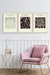 Modern Üçlü Ahşap Çerçeveli Tablo 40 x 60