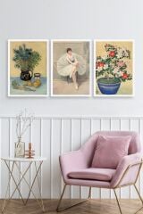 Ünlü Tablolar Üçlü Ahşap Çerçeveli Tablo 30 x 40