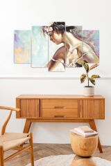 Kadın Hüzün 5 Parçalı Mdf Tablo 60 x 100