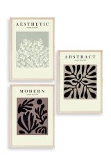 Modern Üçlü Ahşap Çerçeveli Tablo 50 x 70