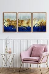 Soyut Üçlü Ahşap Çerçeveli Tablo 30 x 40