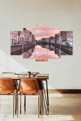 Şehir Manzarası 5 Parçalı Mdf Tablo 60 x 100
