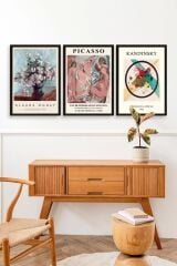 Ünlü Tablolar Üçlü Ahşap Çerçeveli Tablo 50 x 70