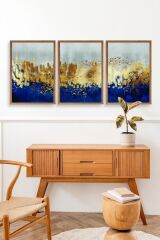 Soyut Üçlü Ahşap Çerçeveli Tablo 50 x 70