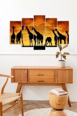 Zürafa Manzara 5 Parçalı Mdf Tablo 60 x 100