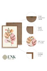 Çiçek Desenli Üçlü Ahşap Çerçeveli Tablo 17 x 23