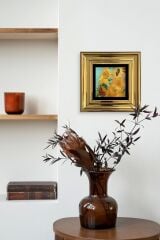 Ayçiçeği Çerçeveli Taş Tablo 20 cm